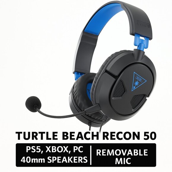 Turtle Beach Recon 50 Gaming Headset – PS5/PS4/Xbox/PC | 40mm Speakers | Mic - Picture 1 of 3